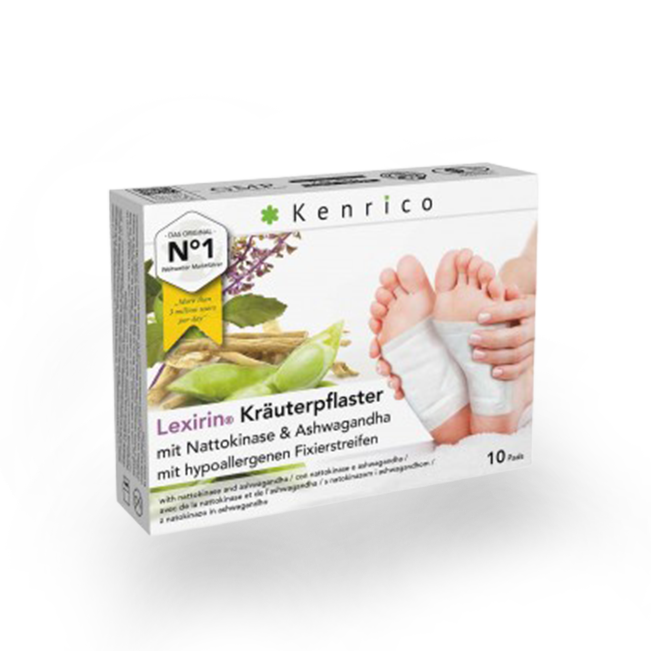 Lexirin Bambus-BIO Kräuter-Vitalpflaster Nattokinase & Ashwagandha, 10 Stk.