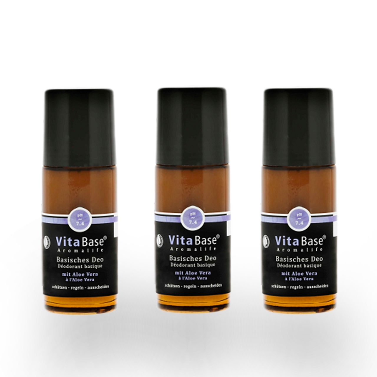 TRIO VitaBase Basisches Deo mit Aloe vera, 3 × 50 ml