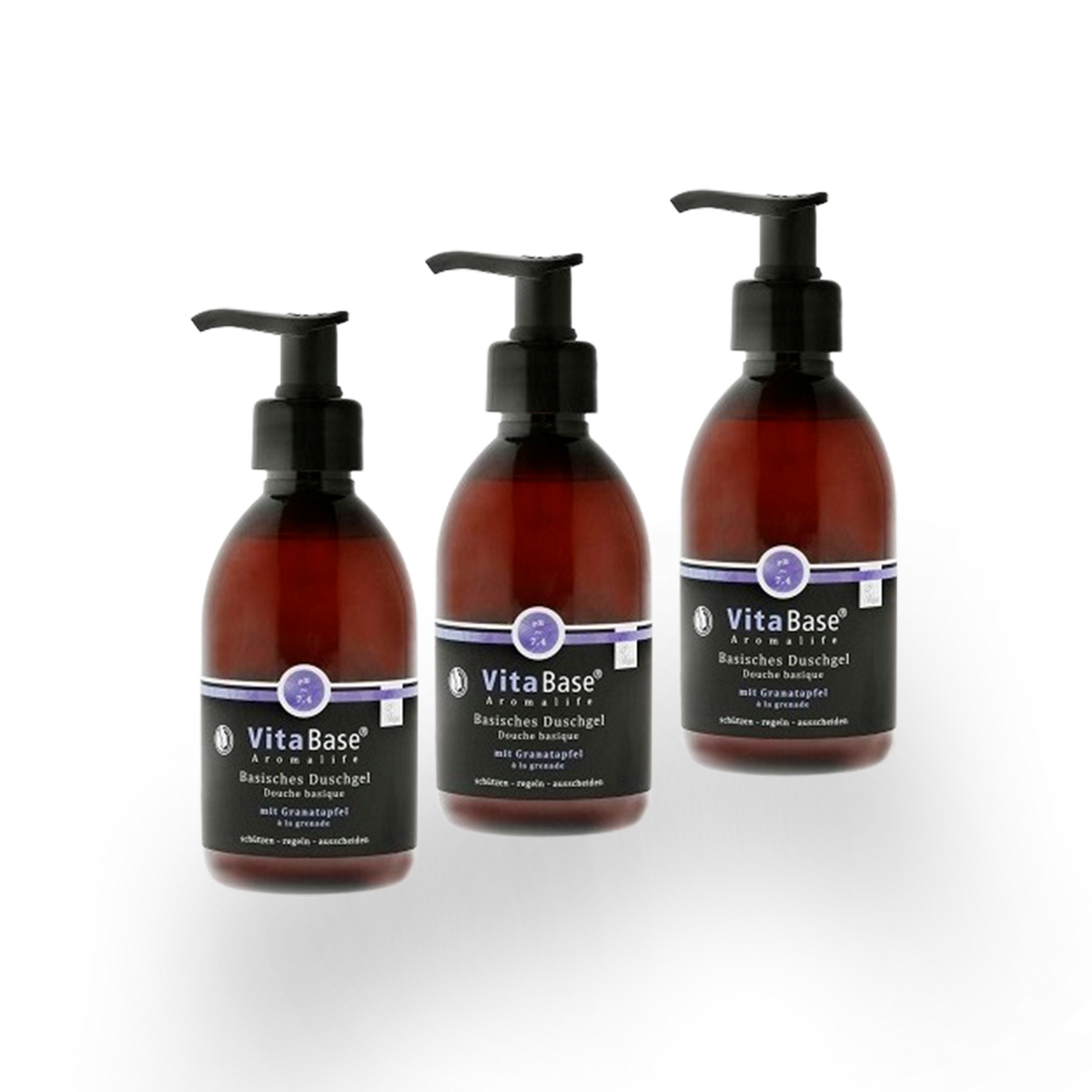 VitaBase Basisches Duschgel mit Granatapfel 250 ml – 3 Stück