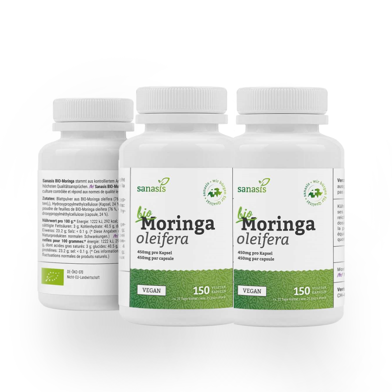 DUO Sanasis BIO Moringa, 2 × 150 VegeCaps