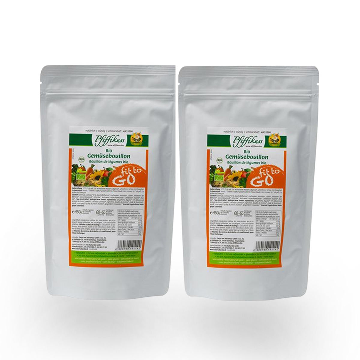 DUO Pfiffikuss BIO Gemüse-Bouillon Fit to go, 2 × 450 g Nachfüller