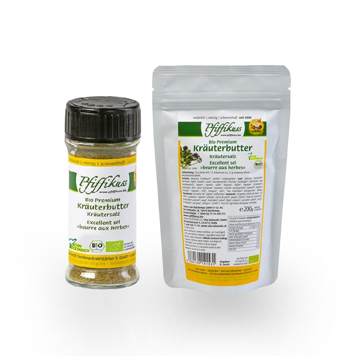 KOMBI Pfiffikuss BIO Kräuterbutter-Salz, 75 g + Nachfüller 200 g