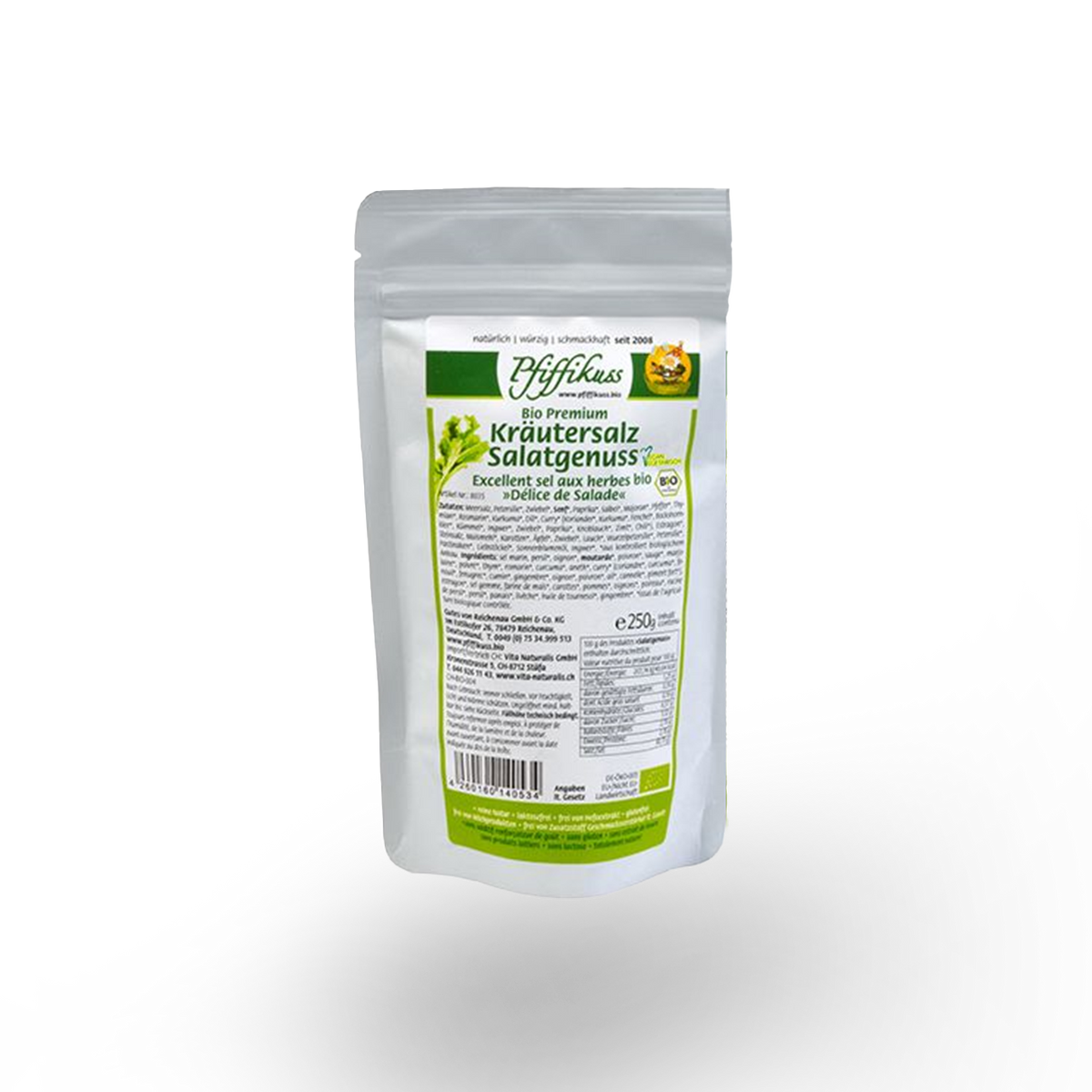 DUO Pfiffikuss BIO Kräutersalz Salatgenuss, 2 × 250 g Nachfüller