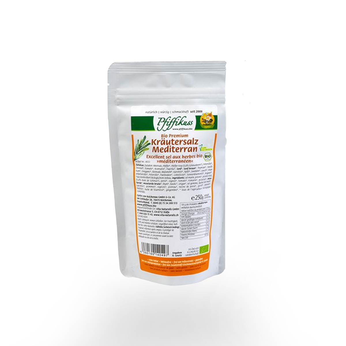 DUO Pfiffikuss BIO Kräutersalz mediterran, 2 × 250 g Nachfüller