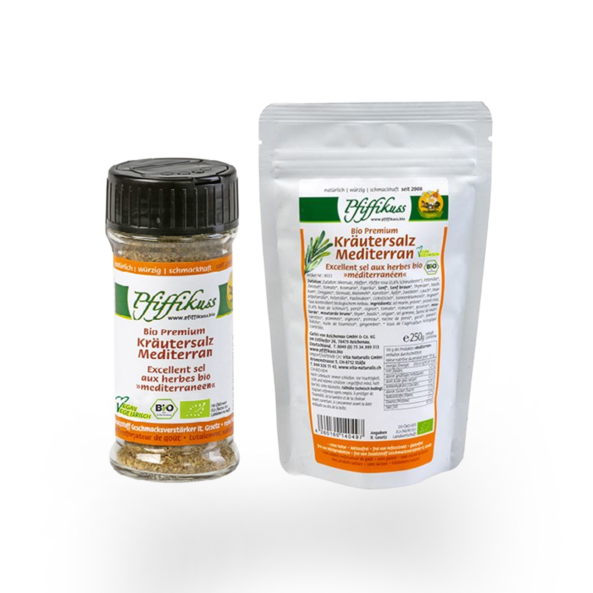 KOMBI Pfiffikuss BIO Kräutersalz mediterran, 75 g + Nachfüller 250 g