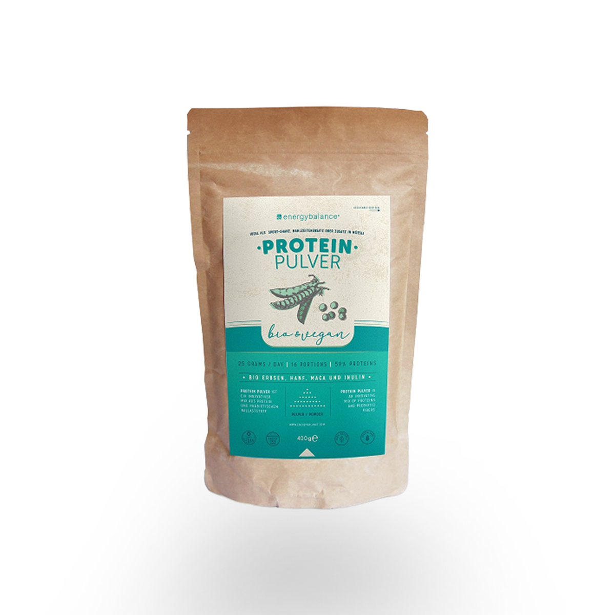 BIO Proteinpulver Erbse, Hanf & Maca mit Inulin, 400 g