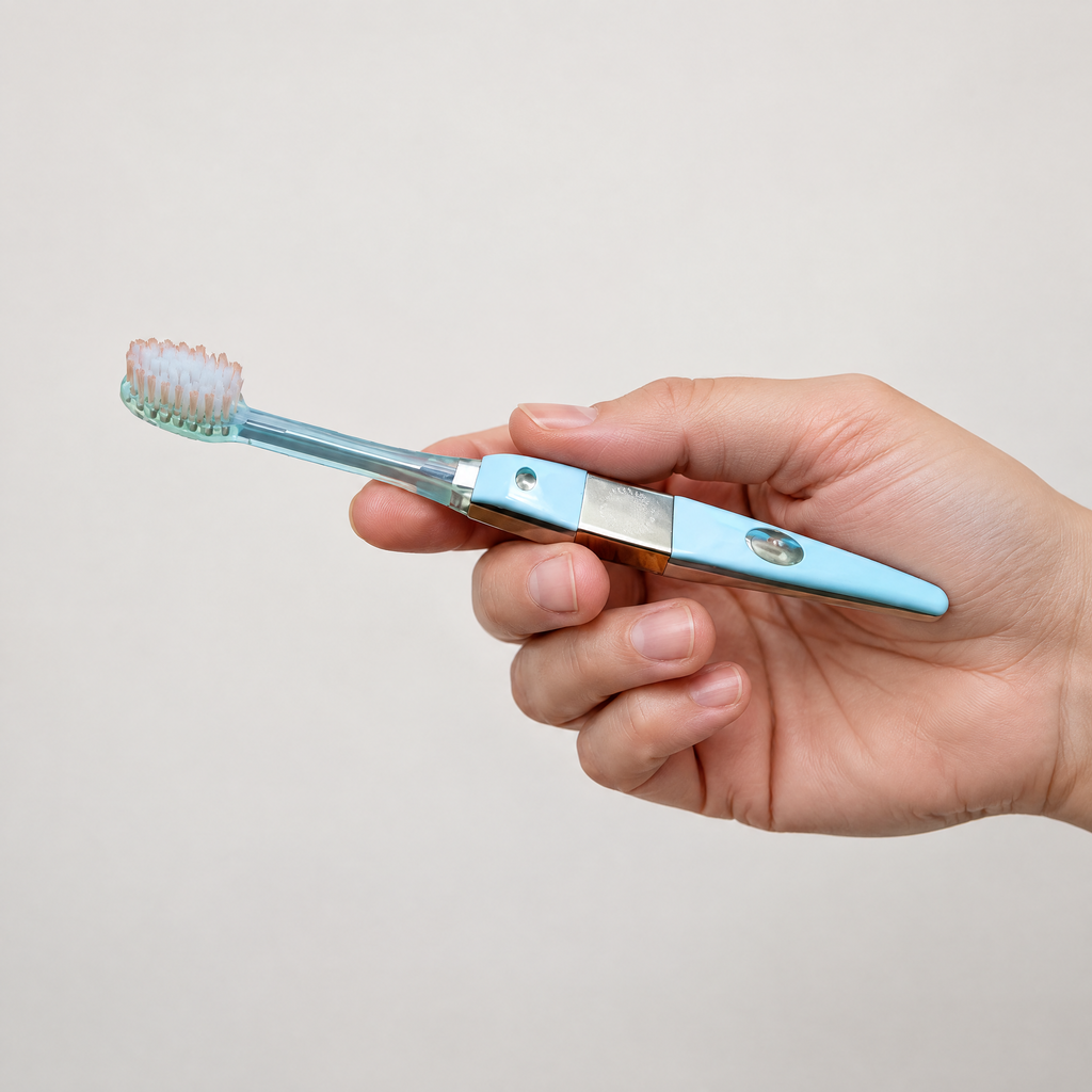 Kiss You Ionen-Zahnbürste Medium – Grössenvergleich in der Hand
