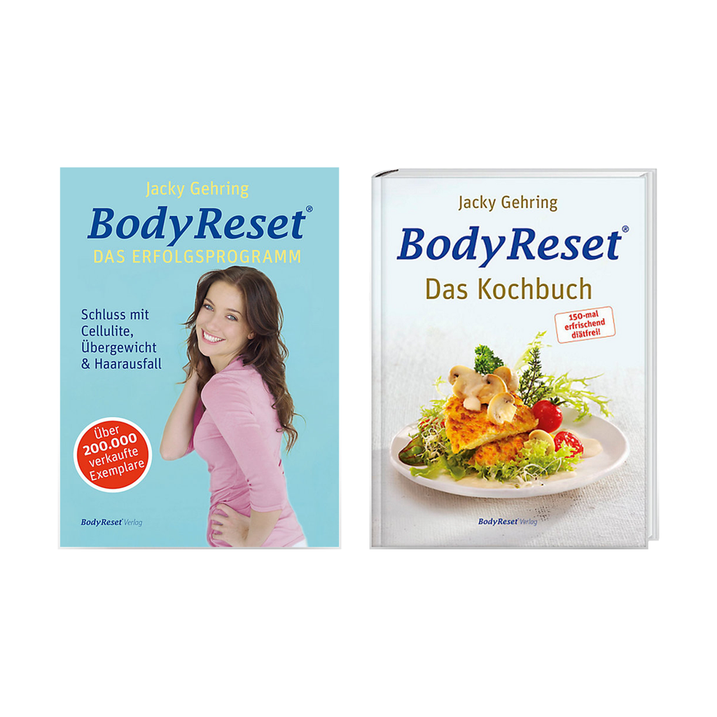 BodyReset Erfolgsprogramm und Kochbuch als PDF – beide Buchcover