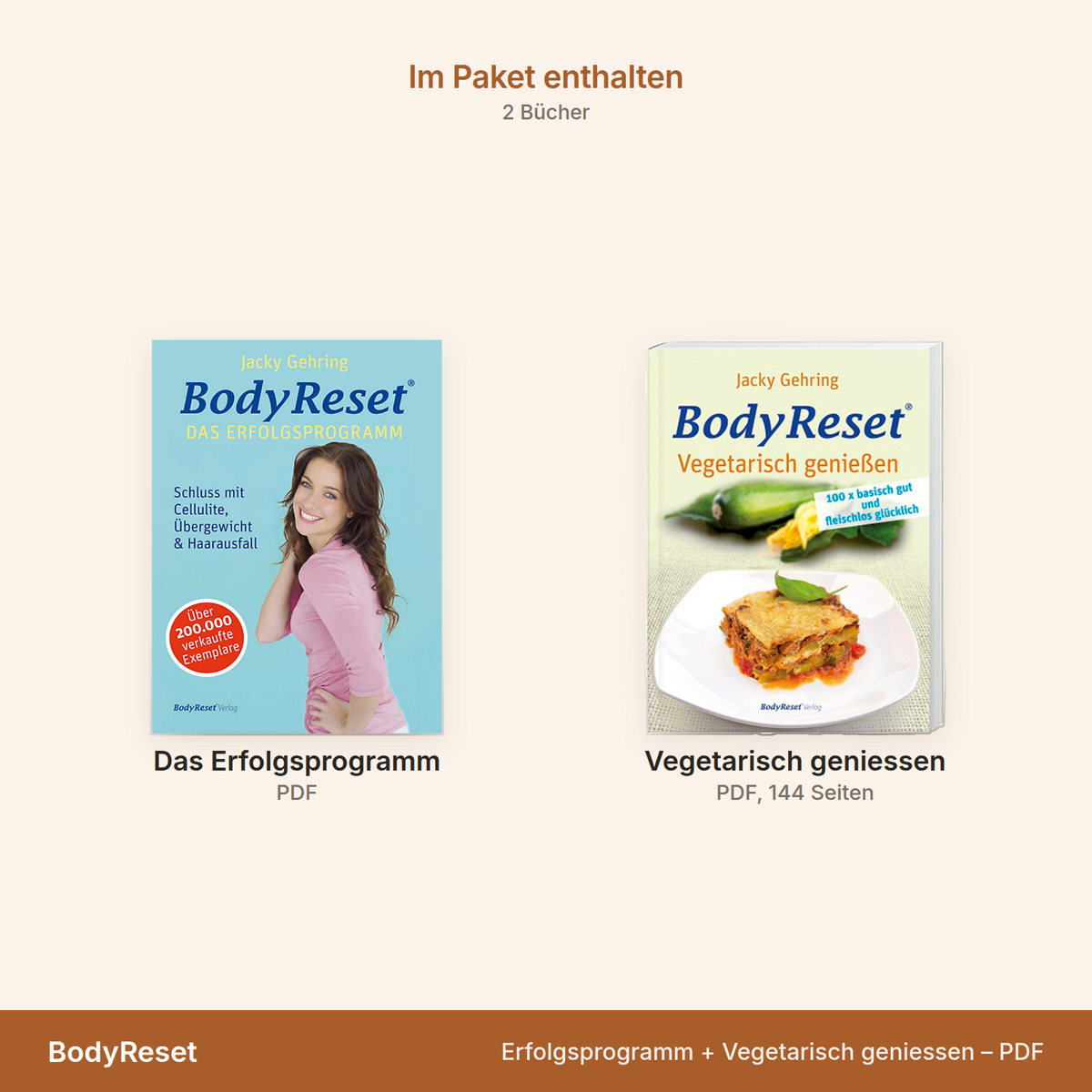 BodyReset Erfolgsprogramm + Vegetarisch geniessen – Übersicht der 2 enthaltenen Bücher