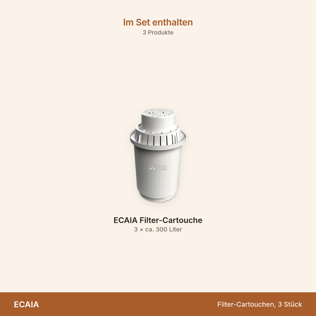 ECAIA Filter-Cartouchen, 3 Stück – Übersicht der enthaltenen Produkte mit Mengenangaben