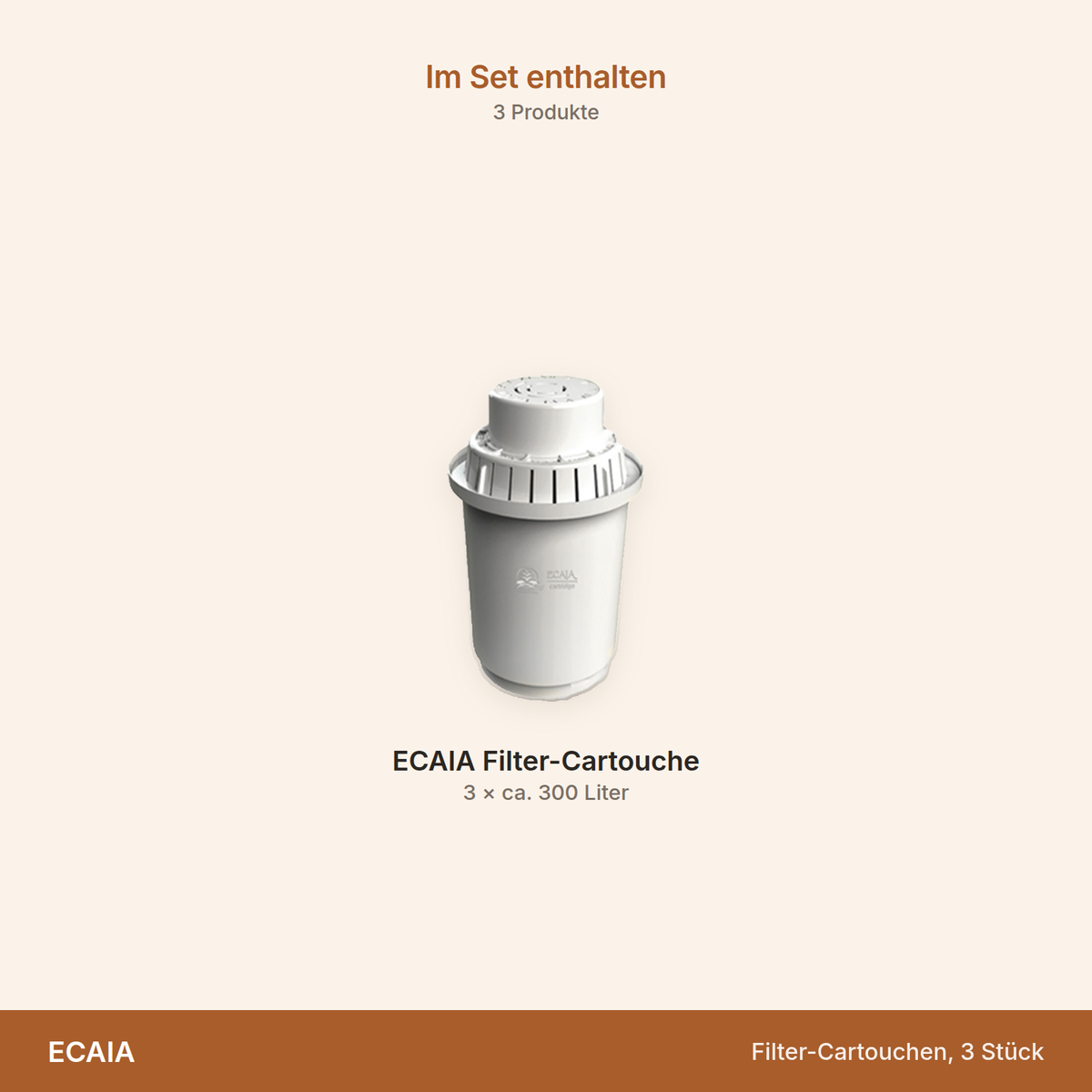 ECAIA Filter-Cartouchen, 3 Stück – Übersicht der enthaltenen Produkte mit Mengenangaben