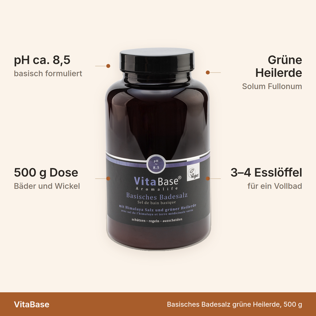 Basisches Badesalz – pH ca. 8,5, 500 g Dose, grüne Heilerde, 3 bis 4 Esslöffel für ein Vollbad