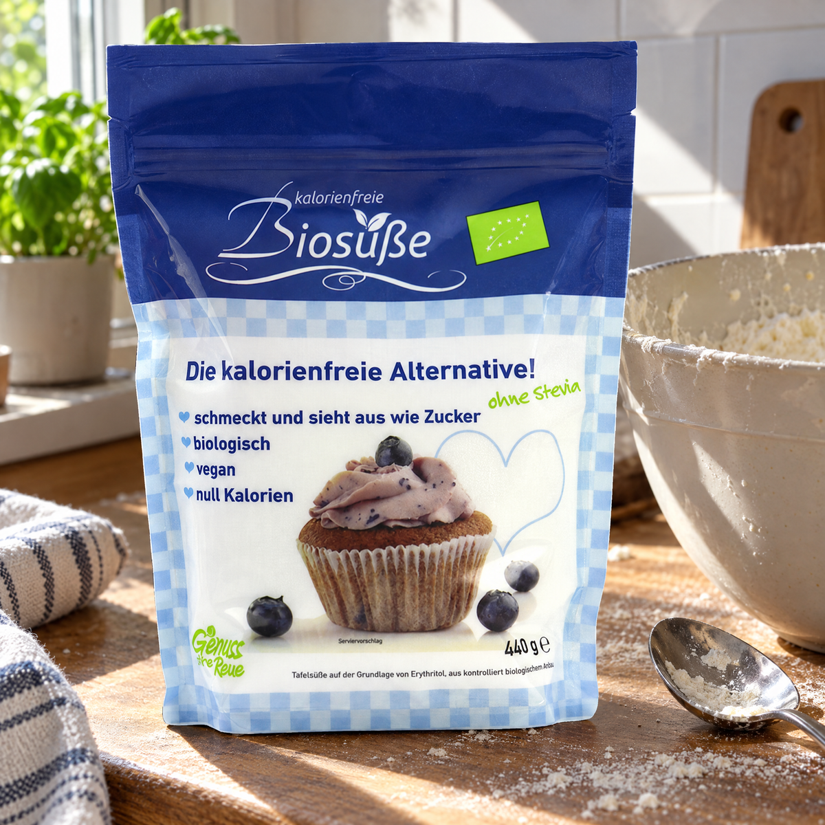 BioSüsse BIO Erythrit 440 g – in der Küche beim Backen