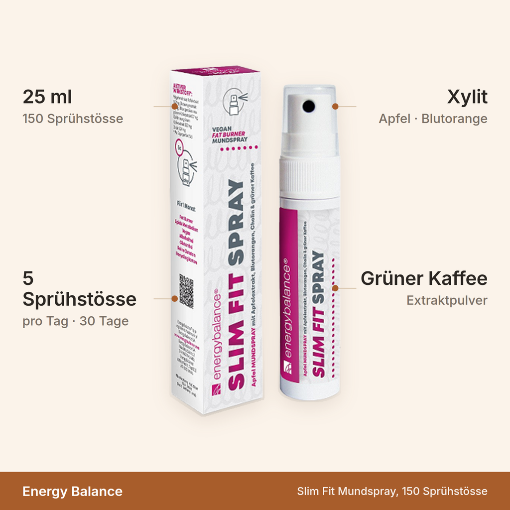 Energy Balance Slim Fit Mundspray – 25 ml mit 150 Sprühstössen, 5 Sprühstösse pro Tag für 30 Tage, mit Xylit und grünem Kaffee