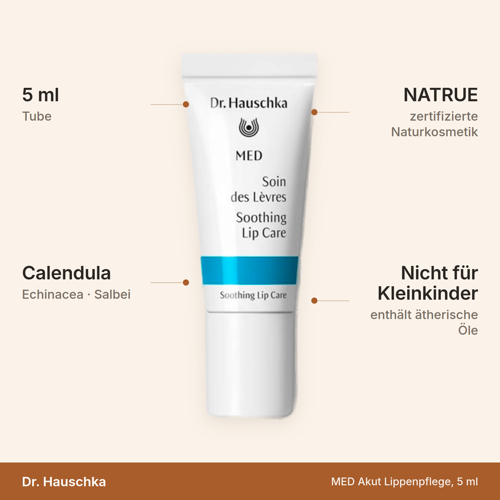 Dr. Hauschka MED Akut Lippenpflege – 5 ml, Calendula und Echinacea, NATRUE, nicht für Kleinkinder