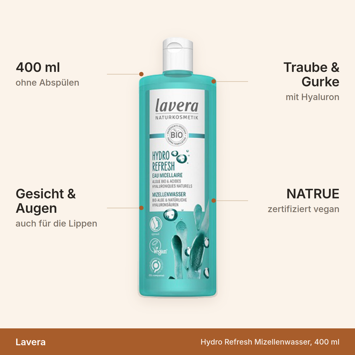 Lavera Hydro Refresh Mizellenwasser 400 ml – Produktfakten auf einen Blick