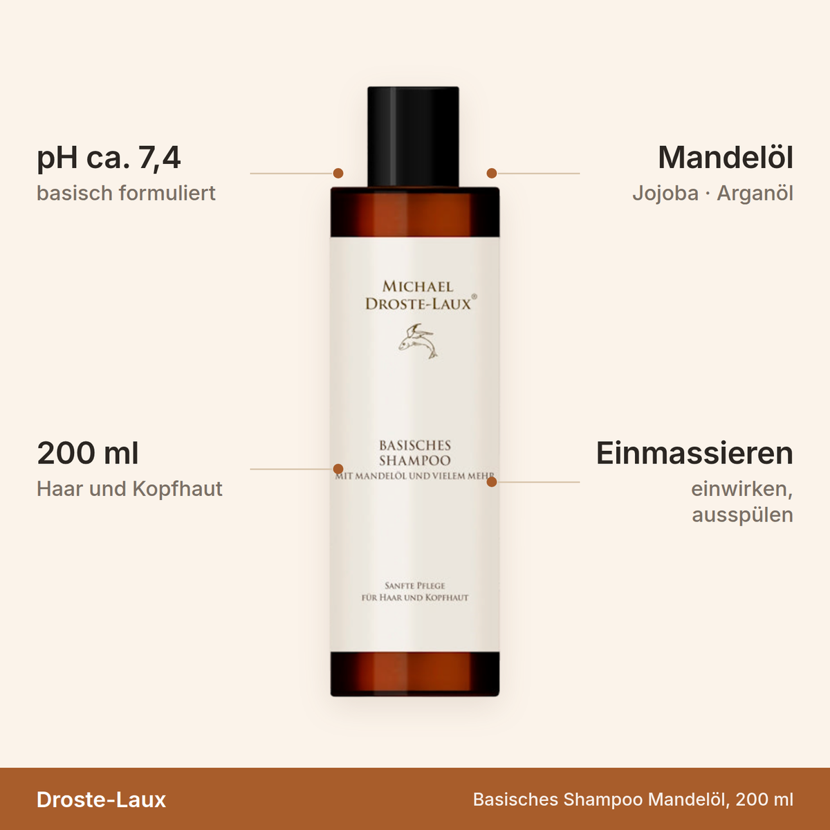 Droste-Laux Basisches Shampoo Mandelöl 200 ml – Produktfakten auf einen Blick